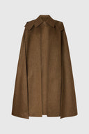 Double Loden-Effect Cape with Detachable Hood