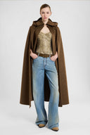 Double Loden-Effect Cape with Detachable Hood