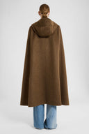 Double Loden-Effect Cape with Detachable Hood
