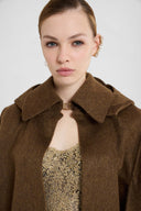 Double Loden-Effect Cape with Detachable Hood