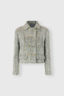 Short Double-Breasted Jacket in Yarn-Dyed Resca Wool Double