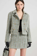 Short Double-Breasted Jacket in Yarn-Dyed Resca Wool Double