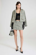 Short Double-Breasted Jacket in Yarn-Dyed Resca Wool Double