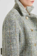 Short Double-Breasted Jacket in Yarn-Dyed Resca Wool Double