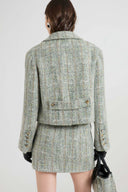 Short Double-Breasted Jacket in Yarn-Dyed Resca Wool Double