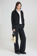 Short Double-Breasted Coat in Wool Double Cloth