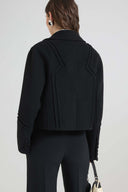 Short Double-Breasted Coat in Wool Double Cloth