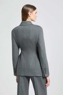 Double-Breasted Jacket in Fresco Wool with Yarn-Dyed Resca Pattern