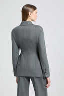 Double-Breasted Jacket in Fresco Wool with Yarn-Dyed Resca Pattern