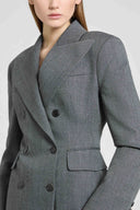 Double-Breasted Jacket in Fresco Wool with Yarn-Dyed Resca Pattern