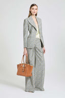 Single-Breasted Jacket in Pure Viscose Marocain with Resca Print