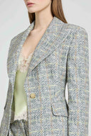 Single-Breasted Jacket in Pure Viscose Marocain with Resca Print