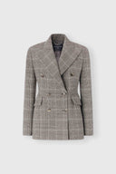 Double-Breasted Jacket in Wool with Yarn-Dyed Glen Plaid Pattern