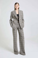 Double-Breasted Jacket in Wool with Yarn-Dyed Glen Plaid Pattern