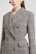 Double-Breasted Jacket in Wool with Yarn-Dyed Glen Plaid Pattern