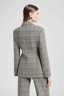 Double-Breasted Jacket in Wool with Yarn-Dyed Glen Plaid Pattern