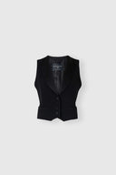 Gilet sartoriale in cadì con rever in raso