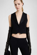 Gilet sartoriale in cadì con rever in raso