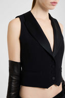 Gilet sartoriale in cadì con rever in raso