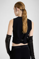 Gilet sartoriale in cadì con rever in raso