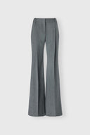 Palazzo Trousers in Fresco Wool with Yarn-Dyed Resca Pattern