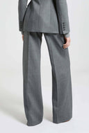 Palazzo Trousers in Fresco Wool with Yarn-Dyed Resca Pattern