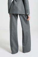 Palazzo Trousers in Fresco Wool with Yarn-Dyed Resca Pattern