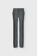 Bootcut Trousers in Wool Double with Yarn-Dyed Resca Pattern