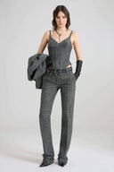 Bootcut Trousers in Wool Double with Yarn-Dyed Resca Pattern