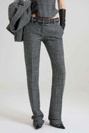 Bootcut Trousers in Wool Double with Yarn-Dyed Resca Pattern