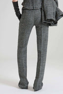Bootcut Trousers in Wool Double with Yarn-Dyed Resca Pattern