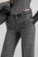 Bootcut Trousers in Wool Double with Yarn-Dyed Resca Pattern