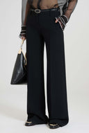 Black Interlock Bootcut Trousers