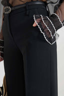 Black Interlock Bootcut Trousers
