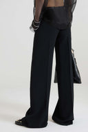 Black Interlock Bootcut Trousers