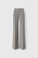 Palazzo Trousers in Wool with Yarn-Dyed Glen Plaid Pattern