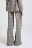 Palazzo Trousers in Wool with Yarn-Dyed Glen Plaid Pattern