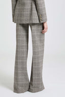 Palazzo Trousers in Wool with Yarn-Dyed Glen Plaid Pattern