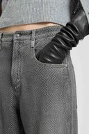 Baggy Jeans in Pure Cotton with Resca Pattern