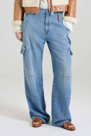 Cargo Jeans in Pure Cotton with Resca Pattern
