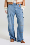 Cargo Jeans in Pure Cotton with Resca Pattern