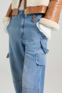 Cargo Jeans in Pure Cotton with Resca Pattern