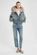 Tailored cigarette jeans with tweed-effect finish