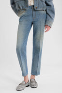 Tailored cigarette jeans with tweed-effect finish