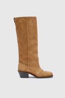 Tall shaded suede boots with brogue detailing