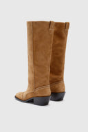 Tall shaded suede boots with brogue detailing