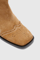Tall shaded suede boots with brogue detailing