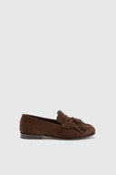 College suede loafers with tassels
