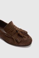 College suede loafers with tassels