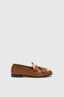 College vintage-effect shearling leather loafers with tassels